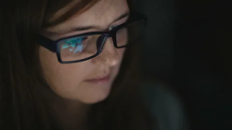 Woman using tablet at night Stock-Footage 54961168