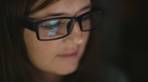 Woman using tablet at night Video stock 54961196