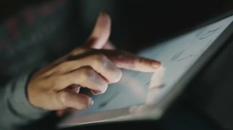 Woman using tablet at night Stock-Footage 54983057