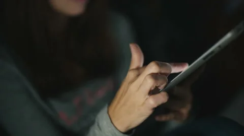 Woman using tablet at night Stock-Footage 54983076