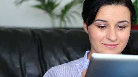 Woman using tablet pc Stock Footage