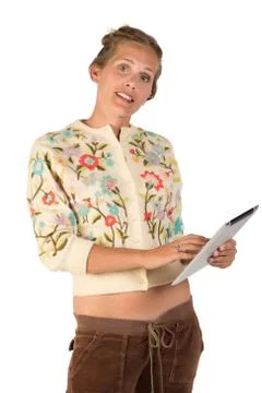 Woman using tablet Stock Photos