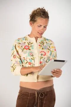 Woman Using Tablet Stock Photos