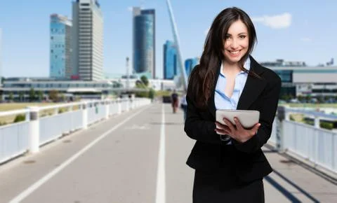 Woman using a tablet Stockfoto's