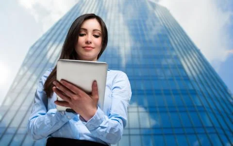 Woman using a tablet 写真素材