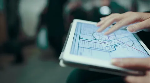 Woman using tablet in underground Stock Footage 46195313