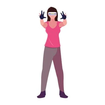 Woman using technology of augmented reality Illustrazione stock