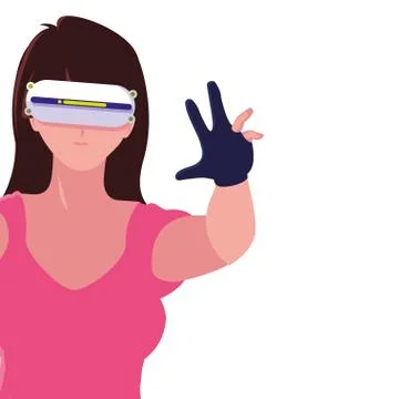 Woman using technology of augmented reality Stockillustratie