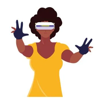 Woman using technology of augmented reality 스톡 일러스트