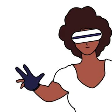 Woman using technology of augmented reality Illustrazione stock