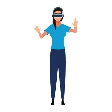 Woman using technology of augmented reality vector design 스톡 일러스트
