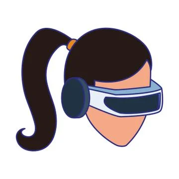 Woman using technology of augmented reality vector design Illustrazione stock