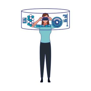 Woman using technology of augmented reality vector design イラスト素材