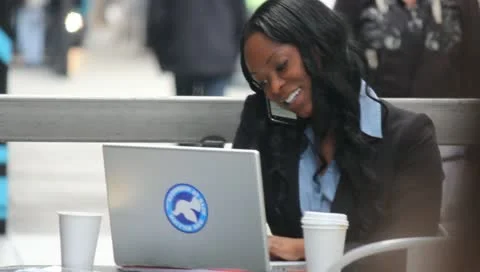 Woman Using Technology at Cafe Stock Footage 11364318