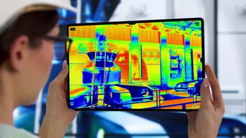 Woman Using Thermal Camera Stock Footage 334535064