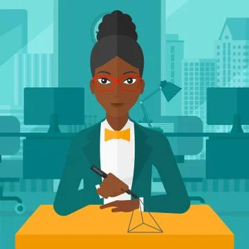 Woman using three D pen 스톡 일러스트