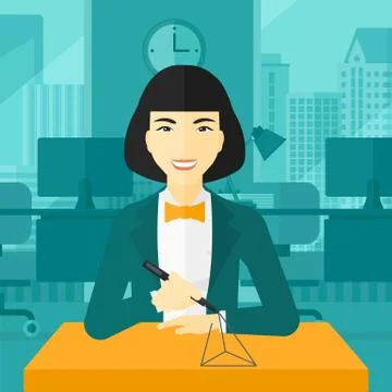 Woman using three D pen Illustrazione stock