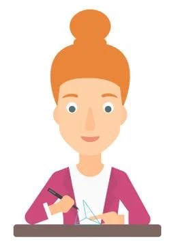 Woman using three D pen. Stock Illustration