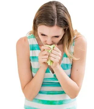Woman using tissue Stock Photos