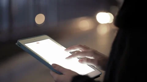 Woman using touchpad in the underground Stock Footage 34089706