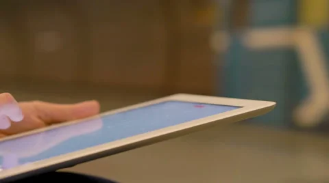 Woman Using Touchpad in the Underground Stock Footage 61236657