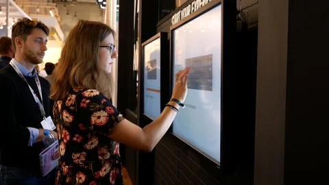 Woman using touchscreen Video stock 104920240