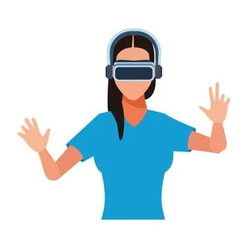 Woman using virtual reality glasses Stockillustratie