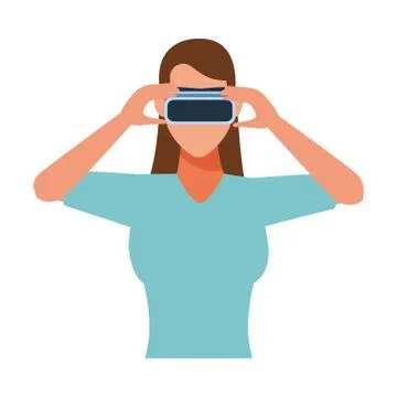 Woman using virtual reality glasses Stock Illustration