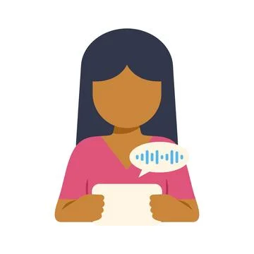 Woman using voice command on digital tablet illustration 스톡 일러스트