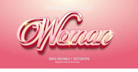 Woman vector 3d text effect with modern style design Stock Illustration