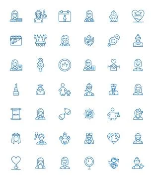 Woman Vector Graphics Pack including 42 Bold Line High Resolution Pixel Opt.. イラスト素材