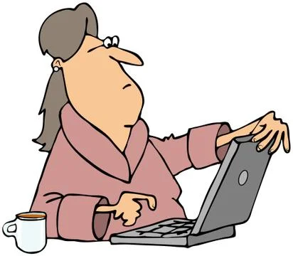 Woman viewing content on computer Stock Illustration