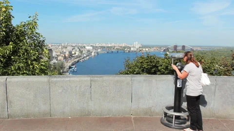 Woman On Viewing Platform Stock Footage 39143352