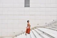Woman Walking In Beautiful City Stock Photos