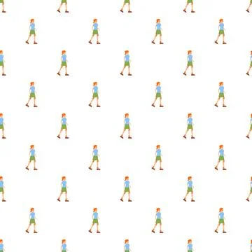 Woman walking exercise seamless pattern background Stock Illustration