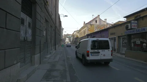 Woman walking on Mula Mustafe Baseskije in Sarajevo Stock Footage 59794618