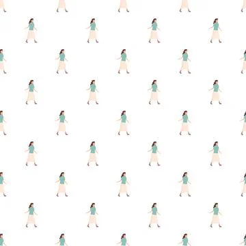 Woman walking pattern generating seamless background illustration イラスト素材