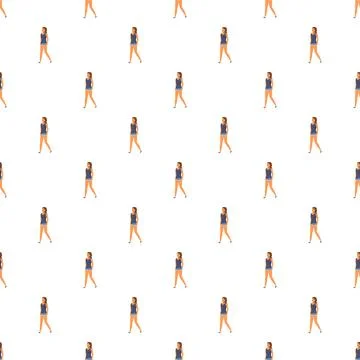 Woman walking pattern repeating on white background イラスト素材