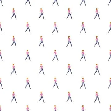 Woman walking pattern seamless repeating illustration Stock Illustration