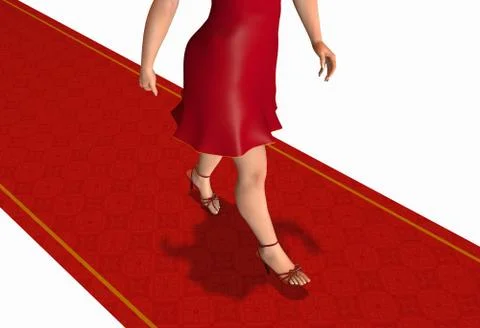Woman walking by the red carpet Stock Illustration