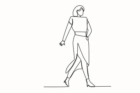A woman walking while posing on stage 库存插图