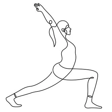 Woman in warrior pose yoga balancing vector Stock Illustration
