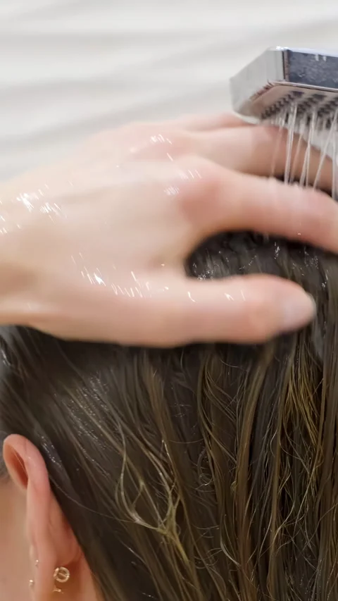 VIDEO - Very long hair shower