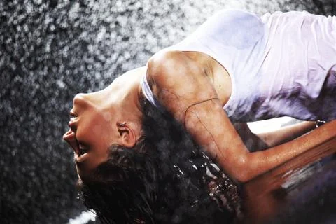 Woman in water studio Stock Photos
