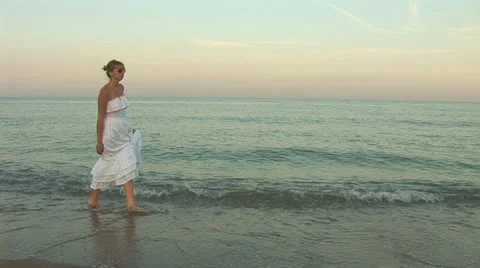 Woman in waves c Stock Footage 11956345