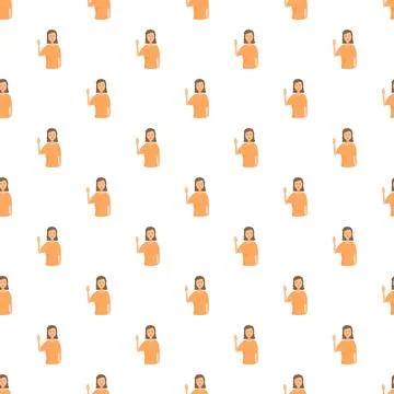 Woman waving hand vector repeating character pattern イラスト素材