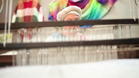A woman weaving. Stock Footage 44577464