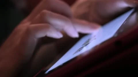 Woman web browsing with tablet computer CU Stock Footage 20486322