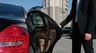 Woman In White Dress Give Hand To Her Boyfriend And Gets Out From A Luxury Car Stock Footage