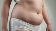 The Woman in underwear shakes belly fat., Stock Video